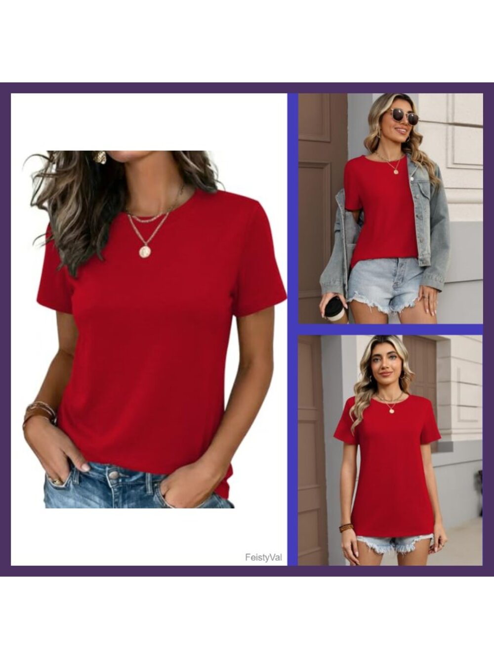 Zeagoo Womens Short Sleeve Crewneck Tee Stretch Casual Summer Top